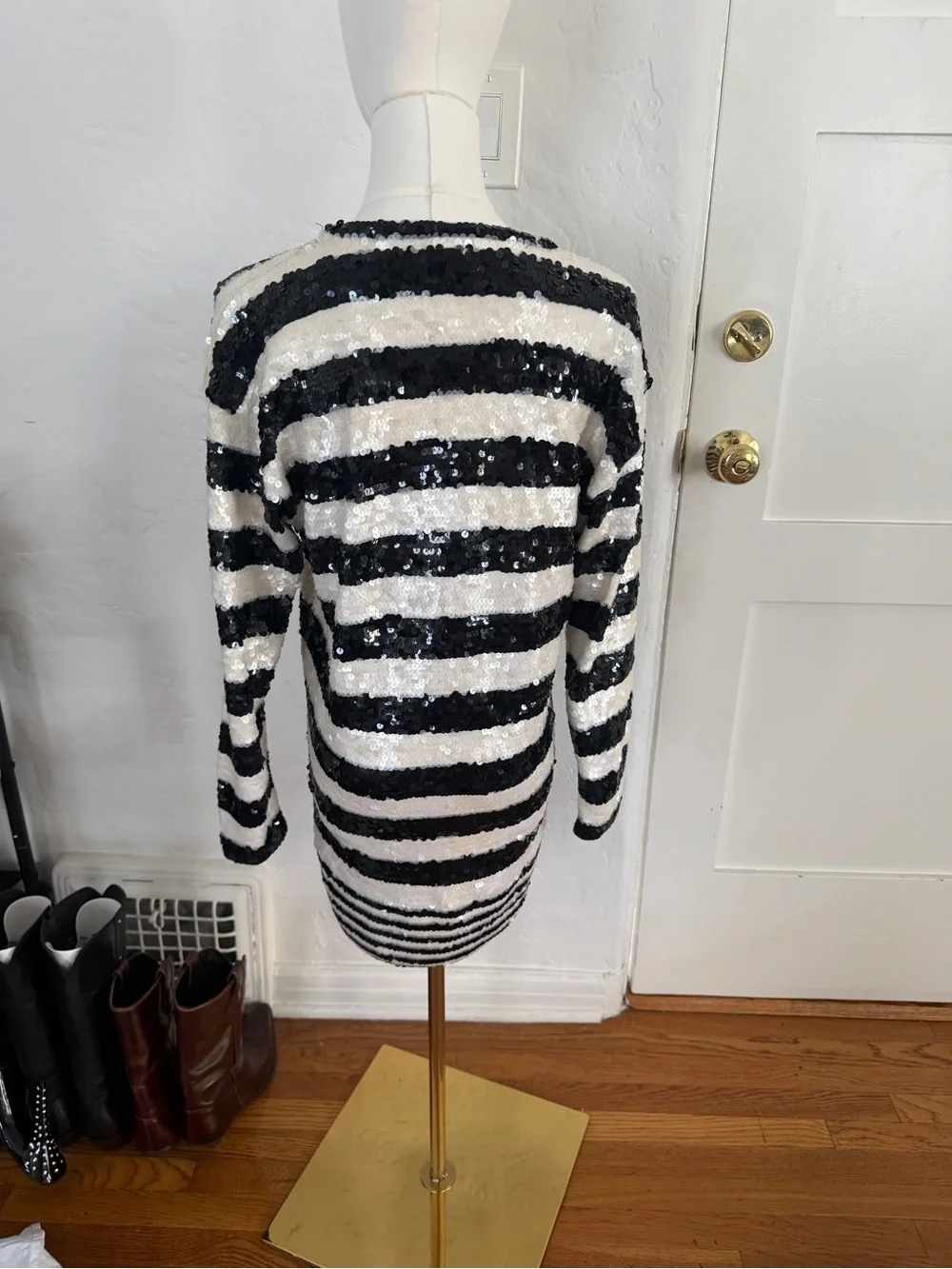 Black & White Striped Sequin Tunic